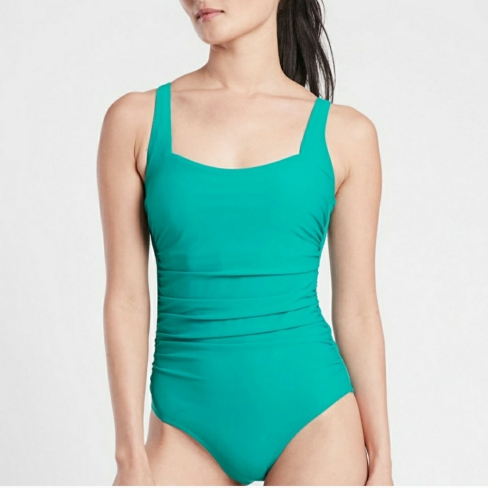 NWT Athleta Square Neck Ruched One Piece Swimsuit